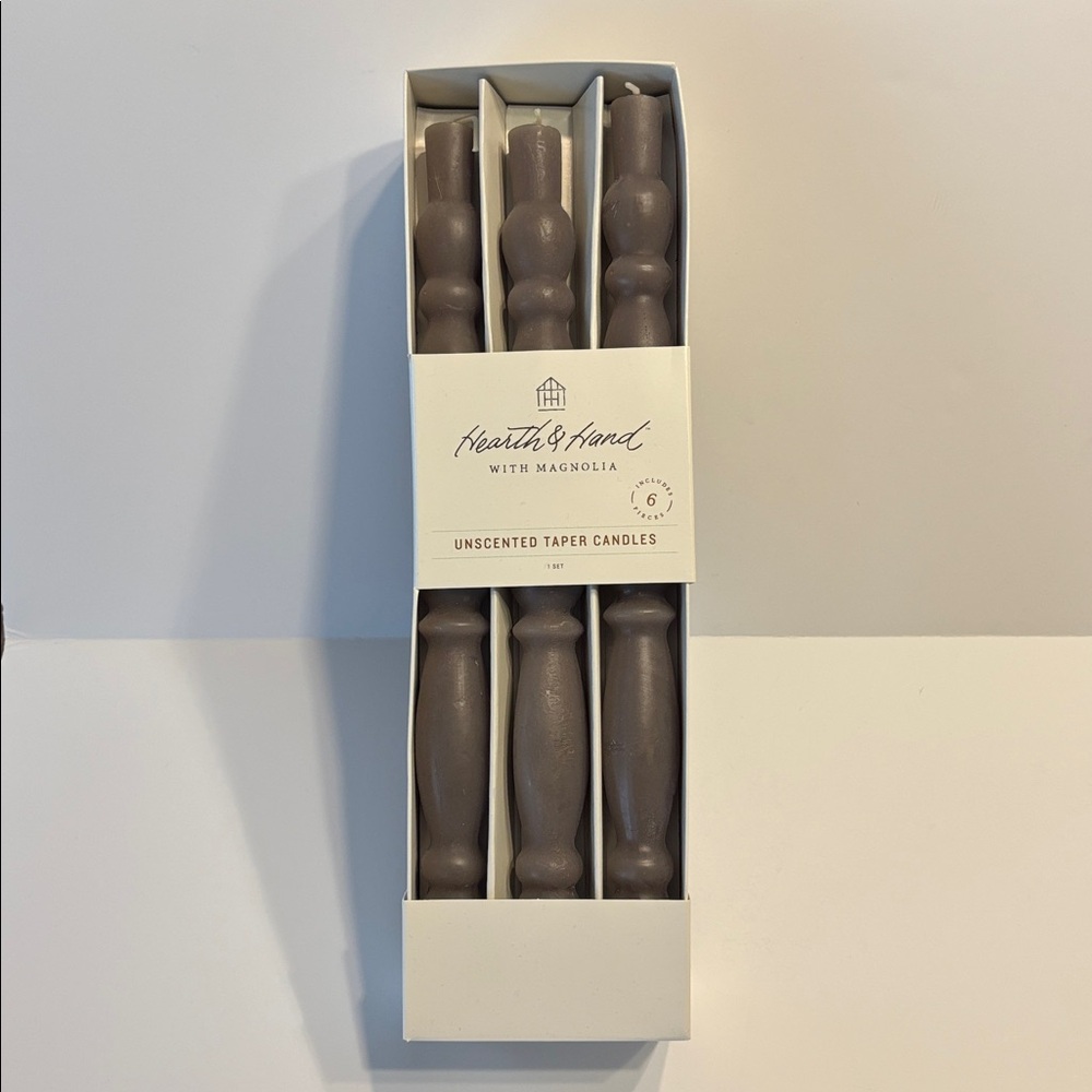 Hearth & Hand Unscented Gray 14" Spindle Taper Candles 6 Pack